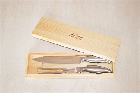 stainless steel carving knife and fork set with box|schlumberger carving set.